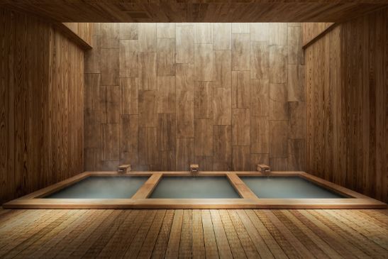 貸し切り風呂「AWASE」は、草津温泉の宿の中でも希少性の高い地蔵源泉の湯