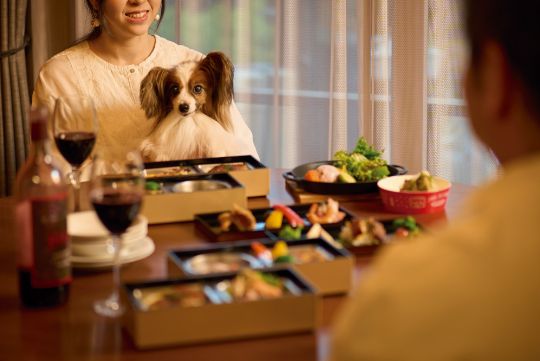 愛犬と部屋食で楽しめる