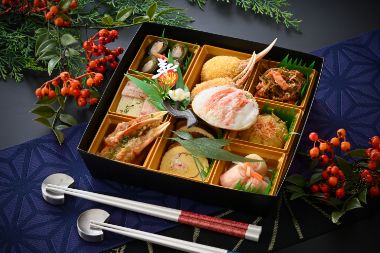 <span style="color: #fff;background-color: #C6860E;padding: 3px;margin-right: 5px;font-size: 75%;">複数設定あり</span><br> 蟹好き集まれ！蟹好きの方への「夢おせち！」 （壱段重）越前産せいこがに甲羅盛×2個